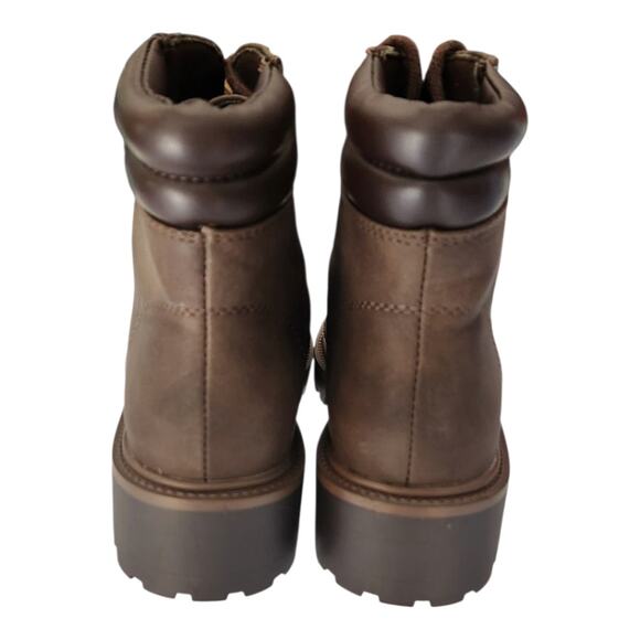 London Rag Shirly Vegan Leather Quilt Collared Ankle Dark Brown Boots Women Sz 6 - Picture 4 of 5